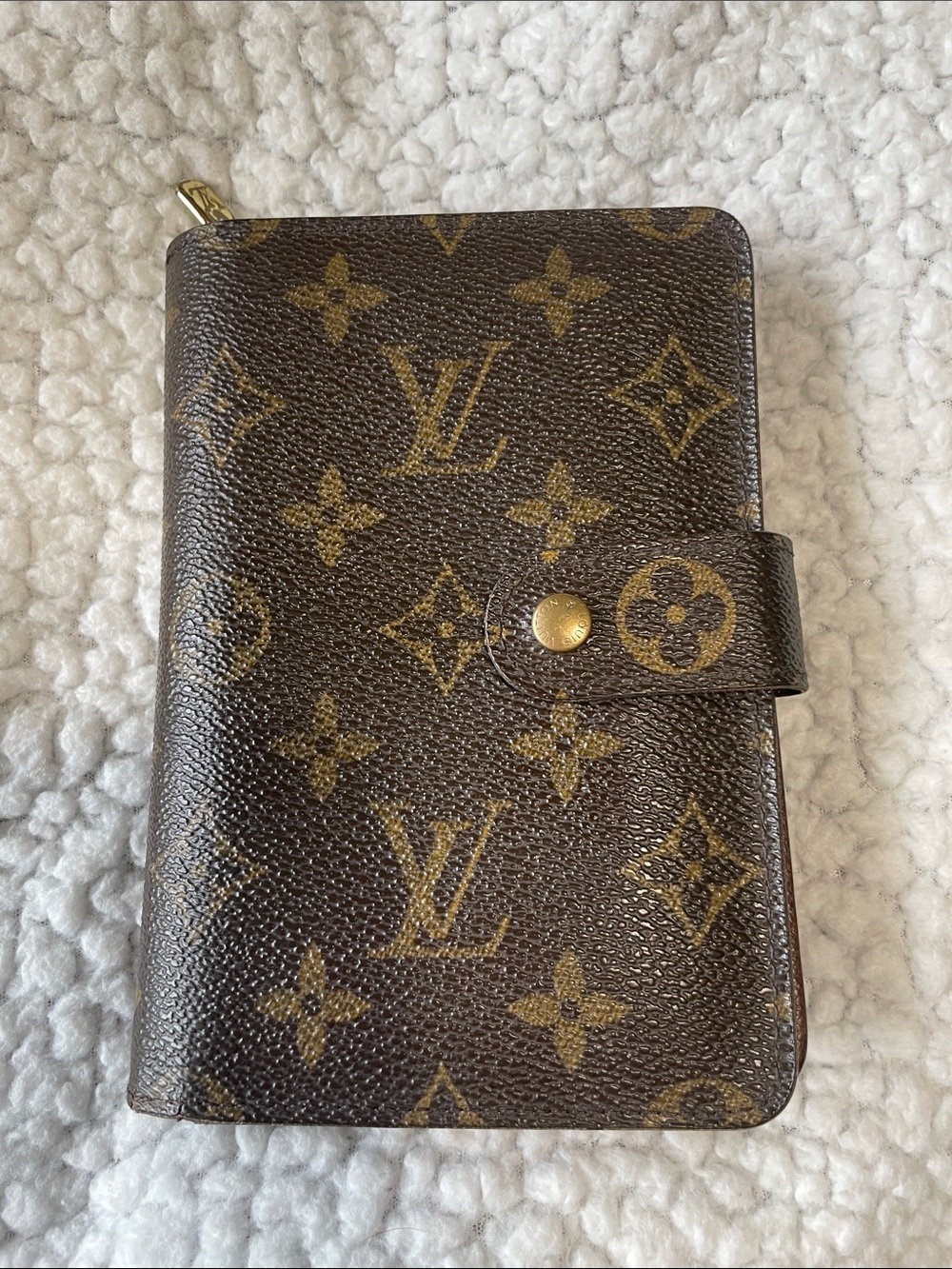 Authentic Louis Vuitton Porte Papier Zippe Wallet Monogram Canvas Brown